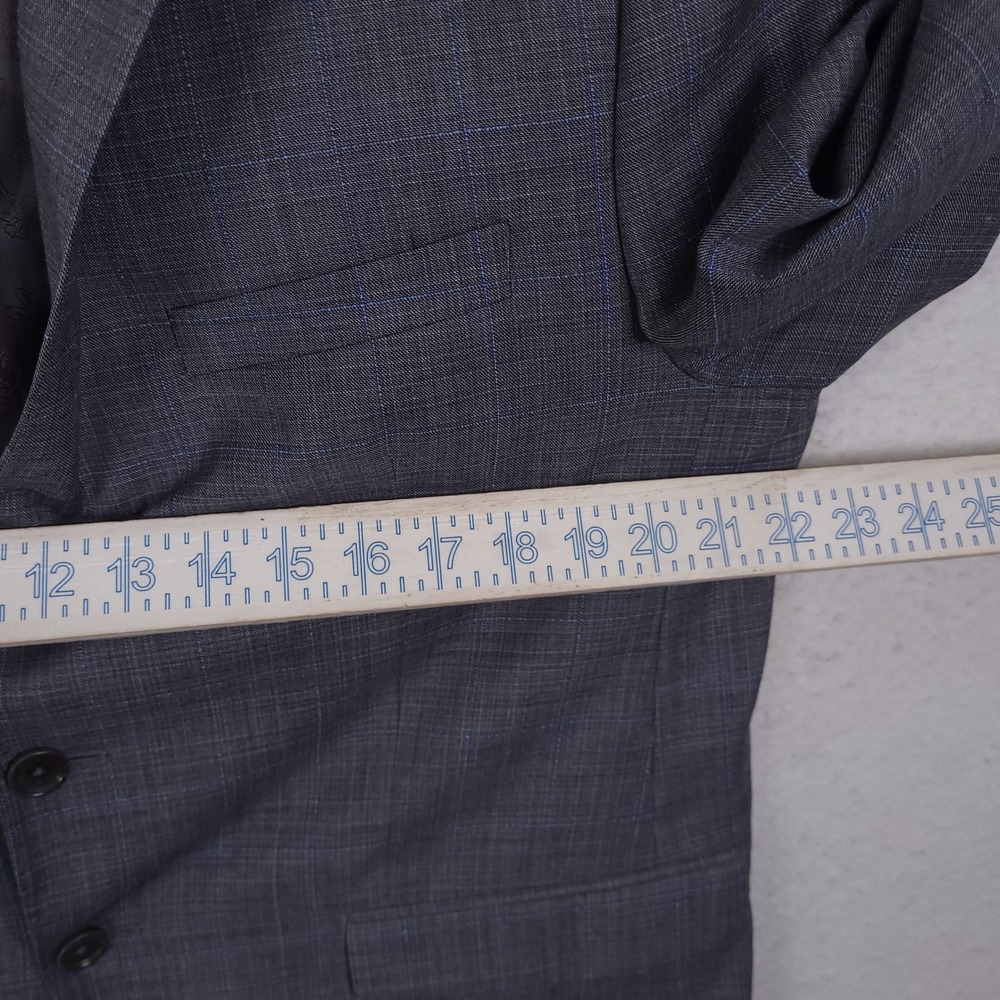 Psycho Bunny Sport Coat Mens 40R Grey Blue Glen Plaid Wool Blend Blazer - Picture 4 of 16